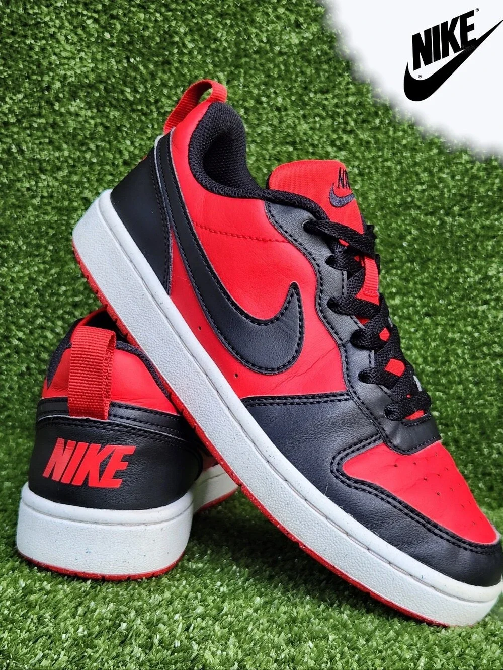 Nike Court Borough Low Big Girls Kids Size 5.5 Youth Red Black Sneakers Shoes
